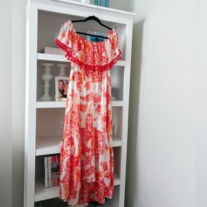 Off the shoulder hi-low maxi dress